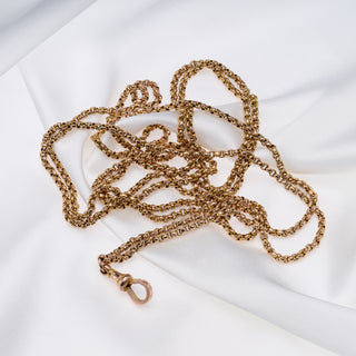 Antique 9ct Rose Gold Fancy Belcher Link Muff Chain Necklace 62"