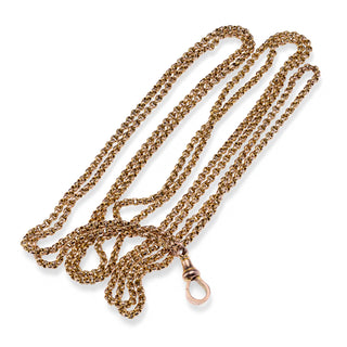 Antique 9ct Rose Gold Fancy Belcher Link Muff Chain Necklace 62"
