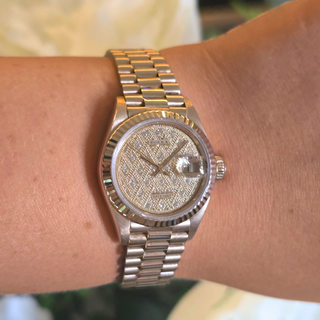 18ct Gold Rolex Lady Datejust Ref. 69178 - 26mm - Gold Pave Diamond Scatter Dial (1987)