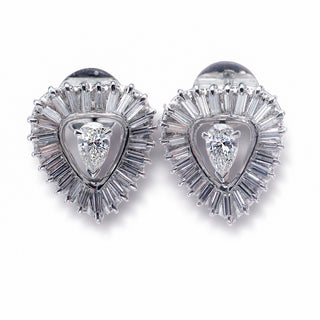 Platinum 1.5ct Diamond Pear Cut Halo Earrings