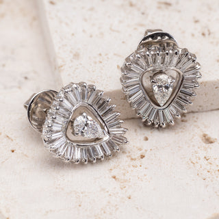 Platinum 1.5ct Diamond Pear Cut Halo Earrings