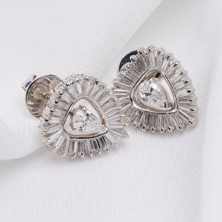 Platinum 1.5ct Diamond Pear Cut Halo Earrings