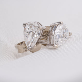 18ct White Gold Diamond Stud Earrings D Colour 1ct Pear Cut GIA Certified