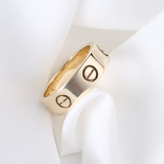 9ct Yellow Gold Unisex Designer Style Band Love Ring