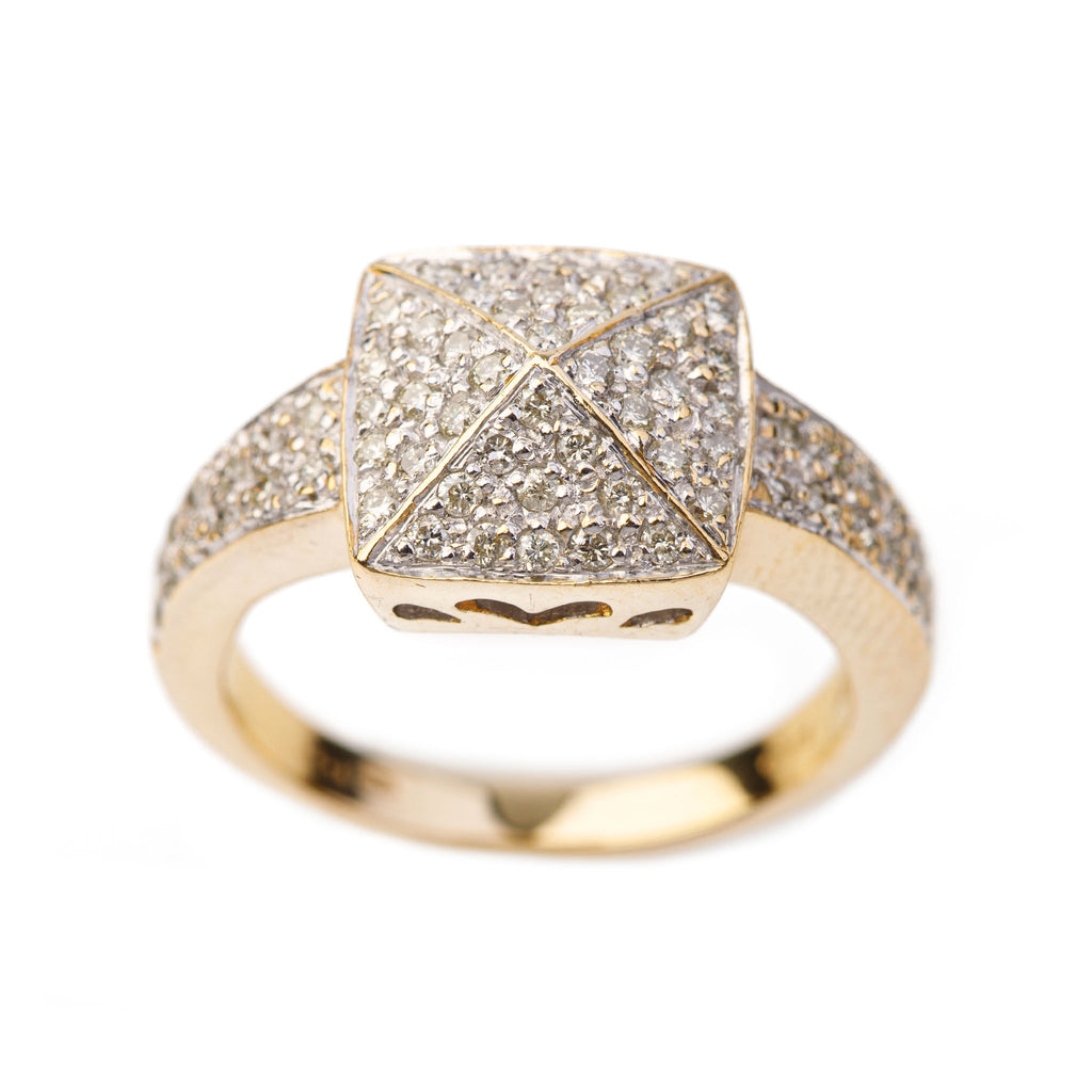 Chunky 18ct Yellow Gold Pavé Set Diamond Cluster Pyramid Ring – Dobson ...