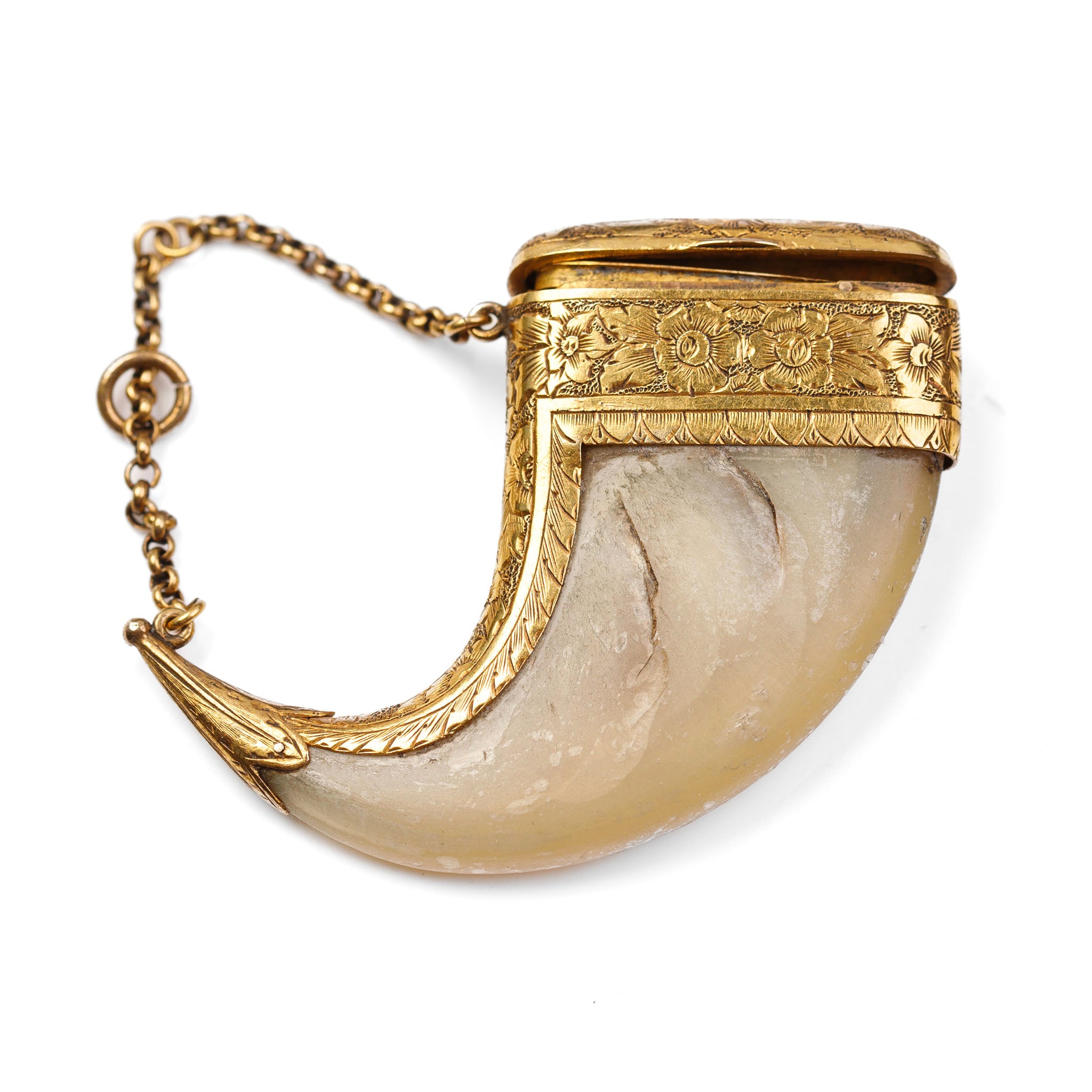 Rare Victorian 18ct Yellow Gold Tigers Claw Vinaigrette Pendant