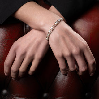 Antique 14ct Gold & Platinum Diamond & Baroque Pearl Hinged Bangle – Circa Early 1900s