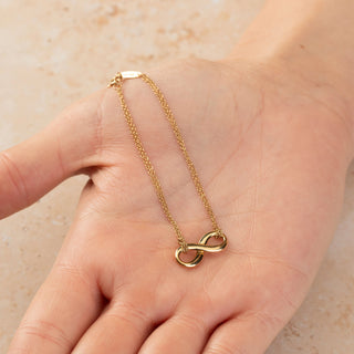 Tiffany & Co. 750 18ct Yellow Gold Infinity Pendant Double Chain Bracelet