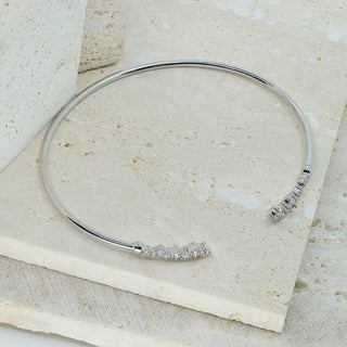 18ct White Gold Diamond Slender Bangle – Graduated Diamond Set – 65mm