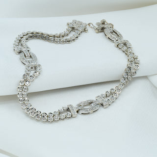 18ct White Gold Diamond Two-Strand Bracelet – Art Deco Style – 1.30ct – 7.5”