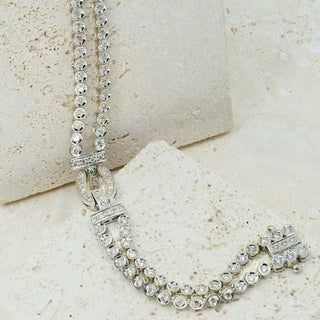 18ct White Gold Diamond Two-Strand Bracelet – Art Deco Style – 1.30ct – 7.5”