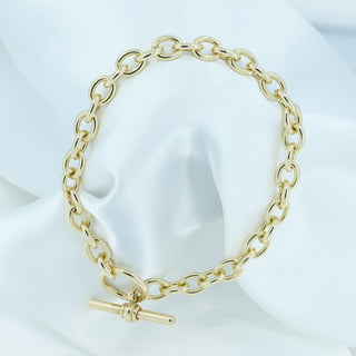 Ladies’ 9ct Yellow Gold Solid Belcher Link T-Bar Bracelet - 7¼ Inch - 14.4g