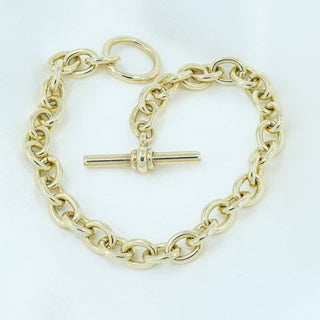Ladies’ 9ct Yellow Gold Solid Belcher Link T-Bar Bracelet - 7¼ Inch - 14.4g