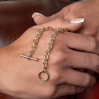 Ladies’ 9ct Yellow Gold Solid Belcher Link T-Bar Bracelet - 7¼ Inch - 14.4g