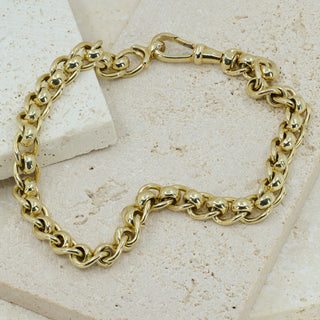 9ct Yellow Gold Solid Rollerball Bracelet - 7½ Inch - 15.3g