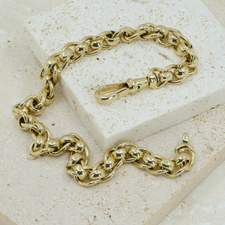 9ct Yellow Gold Solid Rollerball Bracelet - 7½ Inch - 15.3g