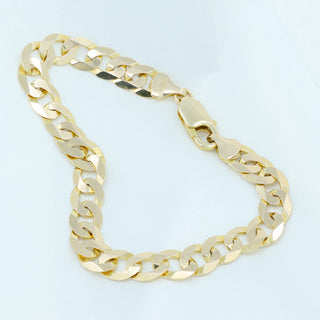 9ct Yellow Gold Solid Curb Bracelet - 8 Inch - 7.5mm - 10.4g