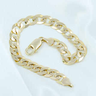 9ct Yellow Gold Solid Curb Bracelet - 8 Inch - 7.5mm - 10.4g