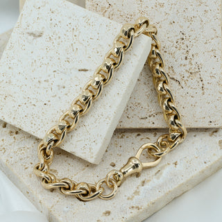 Vintage 9ct Rose Gold Faceted Belcher Bracelet - 7¼ Inch - 20.5g