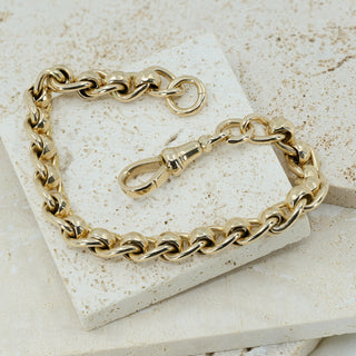 Vintage 9ct Rose Gold Faceted Belcher Bracelet - 7¼ Inch - 20.5g