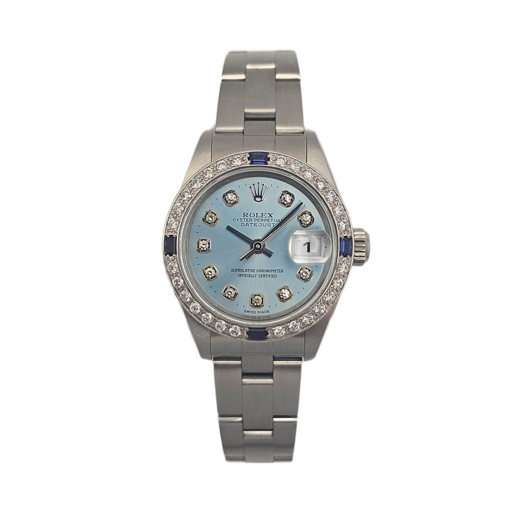Rolex Datejust Ladies 79160 – 28mm – Steel – Custom Diamond & Sapphire ...