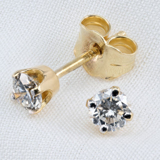 18ct Yellow Gold 0.38ct Diamond Stud Earrings With Screw Back Posts