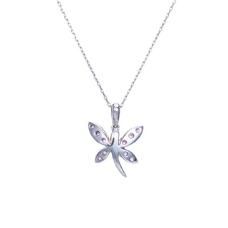 18ct Gold Pink Sapphire & Diamond Butterfly Pendant On 9ct Chain