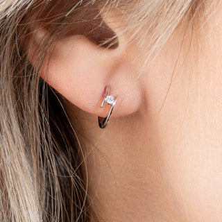 18ct White Gold Diamond Crossover Huggie Style Earrings