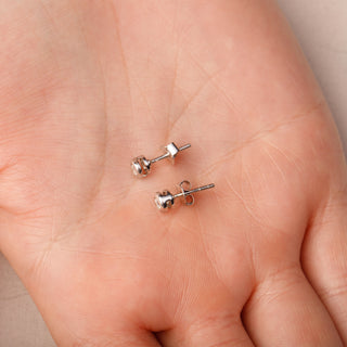 Platinum Diamond Bubble Stud Earrings Rub Over Setting