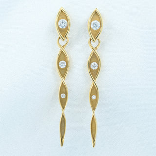 Clogau 18ct Yellow Gold Diamond Articulated Drop Earrings – 45mm – 6.5g