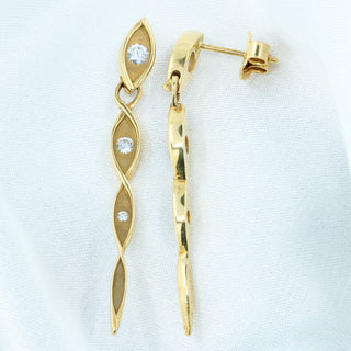 Clogau 18ct Yellow Gold Diamond Articulated Drop Earrings – 45mm – 6.5g