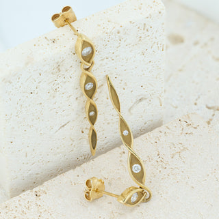 Clogau 18ct Yellow Gold Diamond Articulated Drop Earrings – 45mm – 6.5g