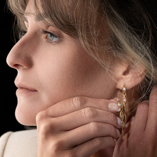 Clogau 18ct Yellow Gold Diamond Articulated Drop Earrings – 45mm – 6.5g