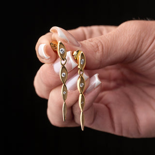 Clogau 18ct Yellow Gold Diamond Articulated Drop Earrings – 45mm – 6.5g