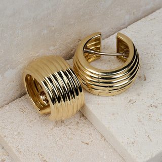 Vintage Tiffany & Co 18ct Yellow Gold 7-Row Wide Hoop Earrings - 16g