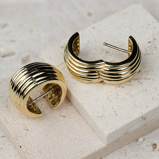 Vintage Tiffany & Co 18ct Yellow Gold 7-Row Wide Hoop Earrings - 16g