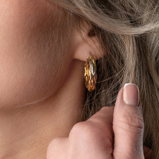 18ct Tri-Colour Gold Chunky Creole Hoop Earrings – 25mm