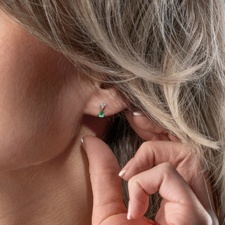 18ct Two-Tone Gold Emerald & Diamond Teardrop Earrings – Pear Cut