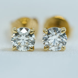 18ct Yellow Gold Diamond Stud Earrings – 1.00ct Total – G SI2