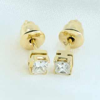 18ct Yellow Gold Princess Cut Diamond Stud Earrings – 0.50ct Total