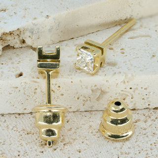 18ct Yellow Gold Princess Cut Diamond Stud Earrings – 0.50ct Total