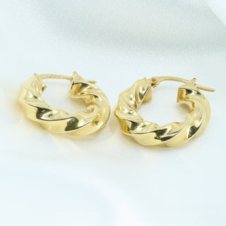 Chunky 18ct Yellow Gold Vintage Spiral Creole Hoop Earrings – 20mm