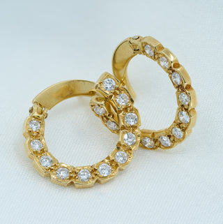 18ct Yellow Gold Diamond Twist Hoop Earrings – 0.66ct – Full Circle Design