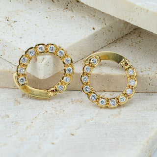 18ct Yellow Gold Diamond Twist Hoop Earrings – 0.66ct – Full Circle Design