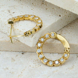 18ct Yellow Gold Diamond Twist Hoop Earrings – 0.66ct – Full Circle Design