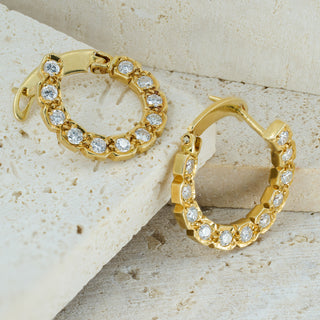18ct Yellow Gold Diamond Twist Hoop Earrings – 0.66ct – Full Circle Design