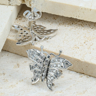 18ct White Gold Diamond Butterfly Earrings – Handmade – Pavé Set