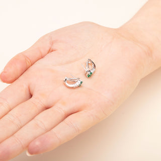 18ct White Gold 0.6ct Oval Cut Emerald & Diamond Lever back Earrings