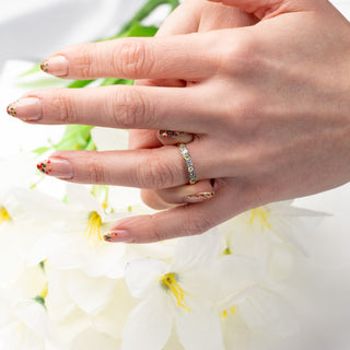 Vintage 22ct Gold Half Eternity Ring With Diamonds And Peridot STONES #sold# resize J 1/2