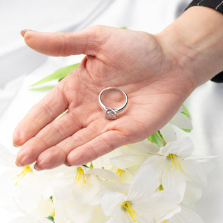 Large Platinum 1ct Natural Diamond Cluster Ring